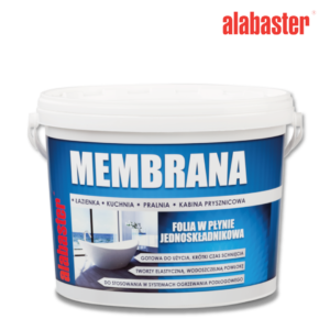 alabaster MEMBRANA jednoskładnikowa folia w płynie, hydroizolacja do zabezpieczenia przeciwwilgociowego do łazienek, kuchni, toalet, kabin prysznicowych, pralni, garaży.